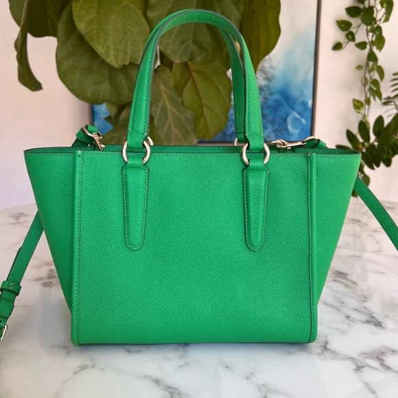 NWOT COACH Crosby Mini Carryall In Crossgrain Leather Green Gold 33996 - Picture 3 of 6